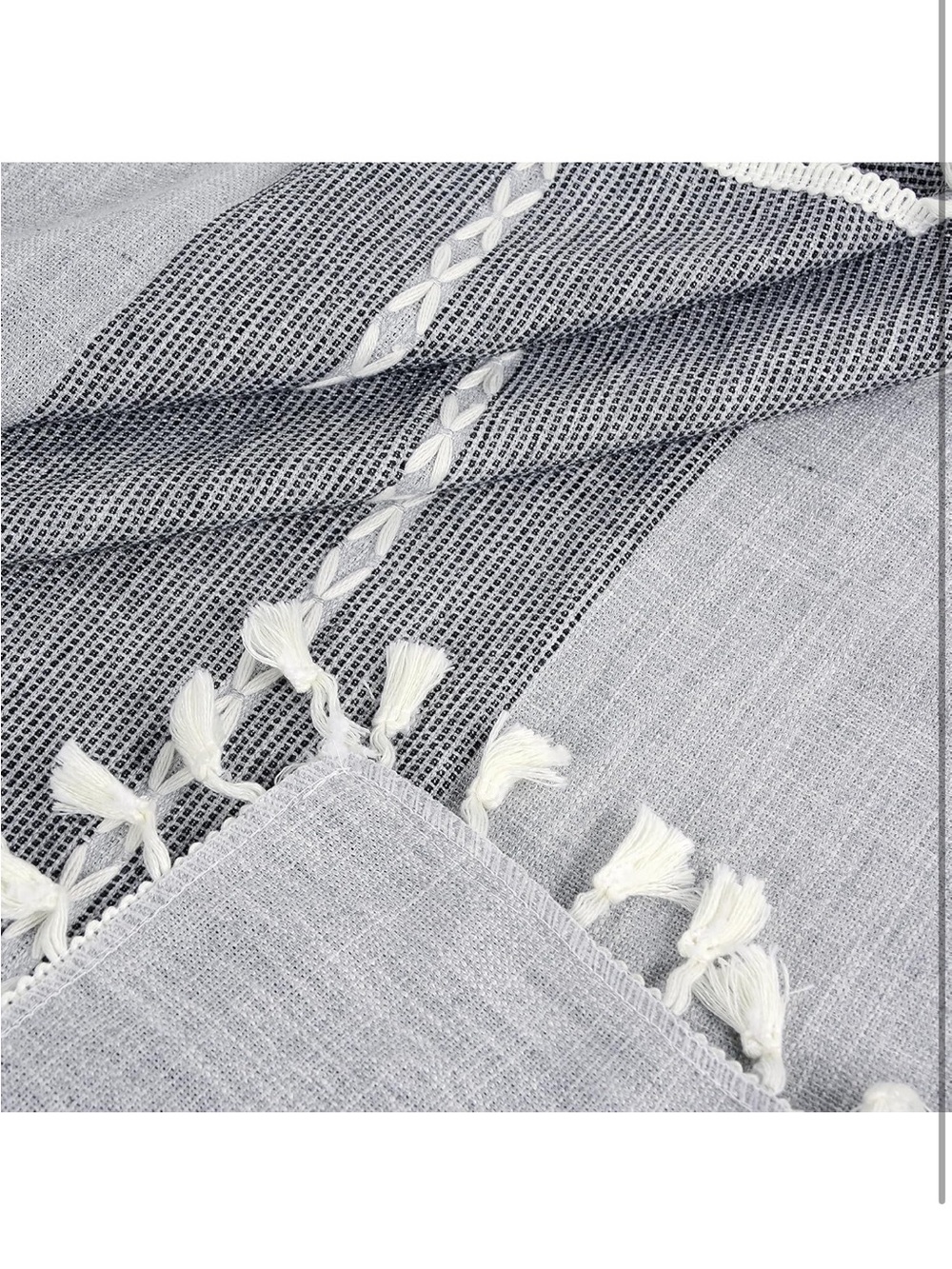 NEW Gray 36” Square Tablecloth, Rustic Farmhouse Grey - Picture 3 of 8